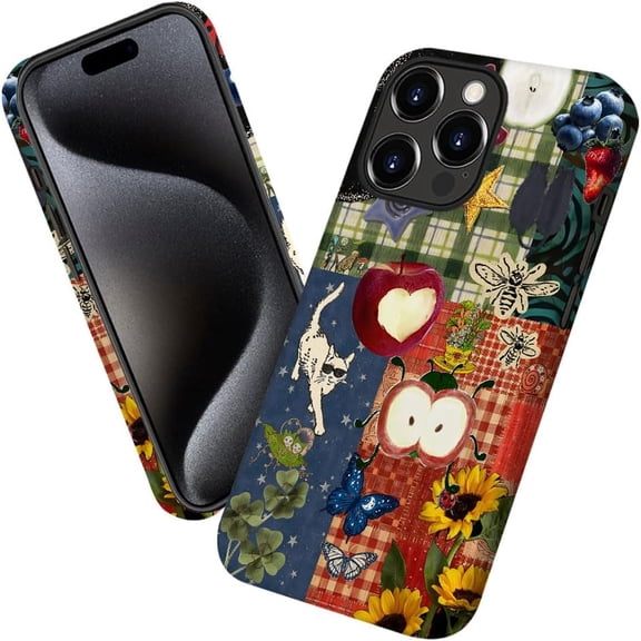 Case for iPhone 11 Pro, Retro Art Collage Patchwork Phone Case Military-Grade Drop Protection Cover for Women Girl - Frosted