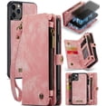thumbnail image 1 of Case for iPhone 11 Pro Wallet Cover Trifold with Strong Magnetic Detachable Card Holder TPU PC Handmade Leather Zipper, 1 of 5