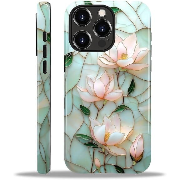 Case for iPhone 12/12 Pro, Shockproof TPU Bumper Drop Protection Hybrid 2-Layer Hard Cover for iPhone 12/12 Pro-Glazed Stone Lotus