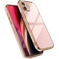 thumbnail image 1 of Case for iPhone 12 6.1 Inch, Soft Silicone Slim Case Electroplated Straight Edge Phone Case Shockproof Protective Case -Rose Gold, 1 of 15