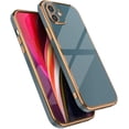 thumbnail image 1 of Case for iPhone 12 6.1 Inch, Soft Silicone Slim Case Electroplated Straight Edge Phone Case Shockproof Protective Case -Solid Gray, 1 of 15
