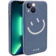 thumbnail image 1 of Case for iPhone 12 (6.1 inch), TPU Phone Cover for iPhone 12 Protective Camera Protection Cover for Women Girls, Blue Smiley Face, 1 of 5