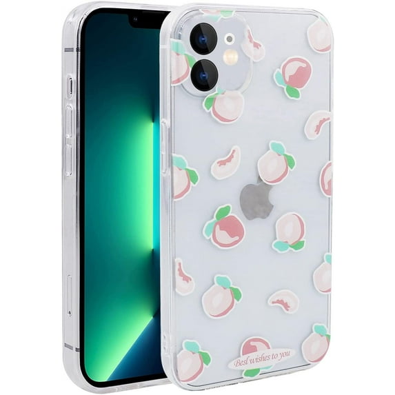 Case for iPhone 12 Mini (5.4 inch) Simplicity Shockproof TPU Phone Cute Cartoon Mini Pink Peach Cover for Girls and Women