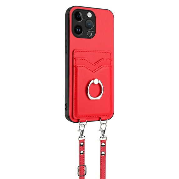 Case for iPhone 12 Mini Crossbody Wallet Case with Card Holder Ring Kickstand and Lanyard Water Proof Anti-Scratch Anti-Fingerprint Phone Cover