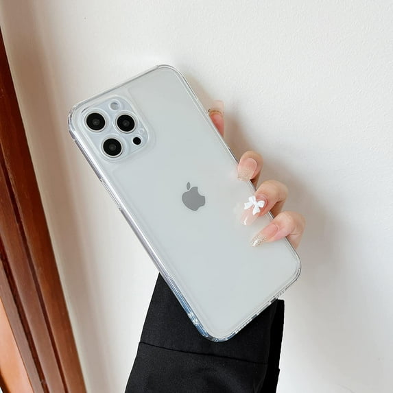 Case for iPhone 12 Pro Max 6.7 inch,Clear Soft Silicone Bumper Protective Retro Color Transparent Shockproof Phone Case - Clear