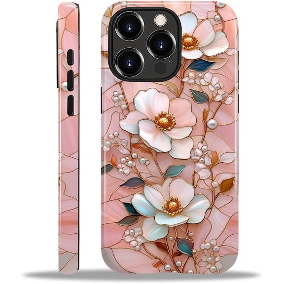 Case for iPhone 12 Pro Max, Shockproof TPU Bumper Drop Protection Hybrid 2-Layer Hard Cover for iPhone 12 Pro Max-Pearl Pink Lotus