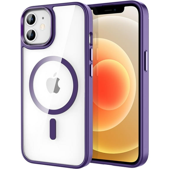 Case for iPhone 12 & iPhone 12 Pro 6.1 inch-Compatible with MagSafe & Car Phone Mount,Not Yellowing Anti-Scratch (Dark Purple)
