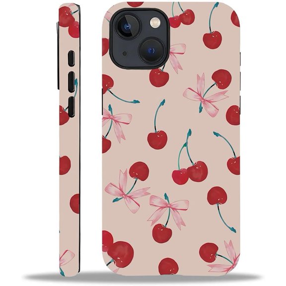 Case for iPhone 13/14, Exquisite Cherry Exquisitely Pattern Double Protective Phone Cover Cases Soft Silicone for iPhone 13/14