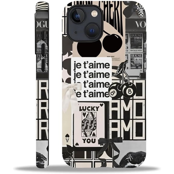 Case for iPhone 13/14,Monogram Exquisitely Pattern Double Protective Phone Cover Cases Soft Silicone for iPhone 13/14