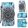 thumbnail image 1 of Case for iPhone 13, Folding Flip Leather Wallet Shockproof Protective Cover with Card Slots Kickstand Magnetic Closure Cute Girls Women Cover,Mandala, 1 of 6