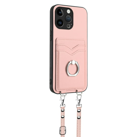 Case for iPhone 13 Mini Crossbody Wallet Case with Card Holder Ring Kickstand and Lanyard Water Proof Anti-Scratch Anti-Fingerprint Phone Cover