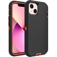 thumbnail image 1 of Case for iPhone 13 Mini, Heavy-Duty Tough Rugged Shockproof Drop Protective Cover Phone Cases, Black+Orange, 1 of 12