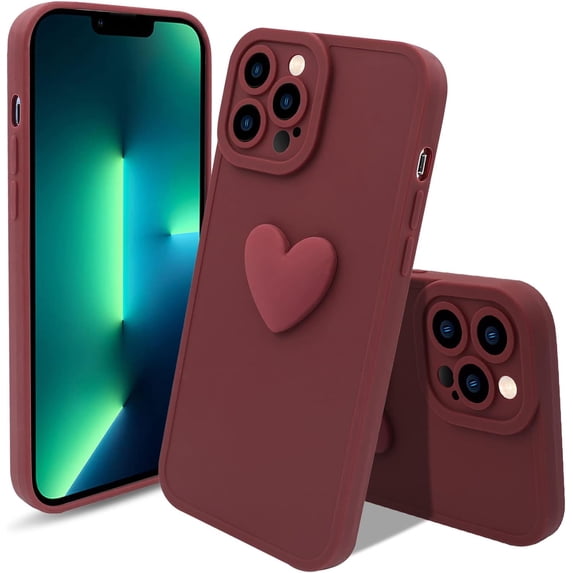 Case for iPhone 13 Pro, Cute Pattern Soft TPU Case for Girls Women, Camera Hole Protective Case for iPhone 13 Pro (6.1 inch), Red Heart