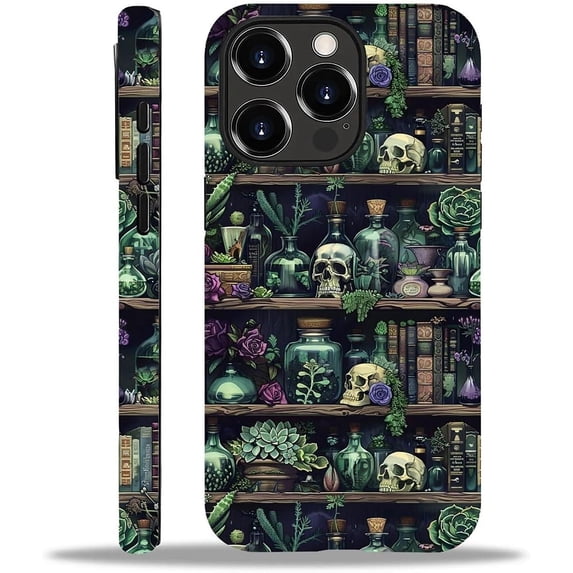 Case for iPhone 13 Pro Max, Skeleton Bookshelf Flowers Exquisitely ...