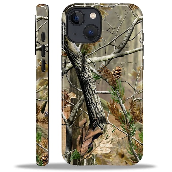 Case for iPhone 13 iPhone 14, Hybrid Shockproof Protective Anti-Scratch Phone Case, Dual-Layer Drop Protection, Real Jungle Camo