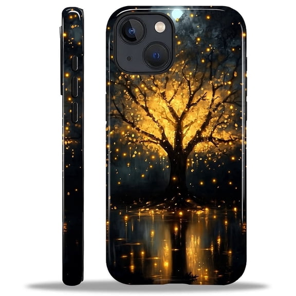 Case for iPhone 13 iPhone 14, Hybrid Shockproof Protective Anti-Scratch Phone Case, Dual-Layer Drop Protection, Tree of Life