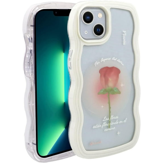 Case for iPhone 14 (6.1 inch), TPU Bumper Case Protection Cover for Women Girls, Cute Anti-Scratch Phone Case for iPhone 14, Pink Halo Rose