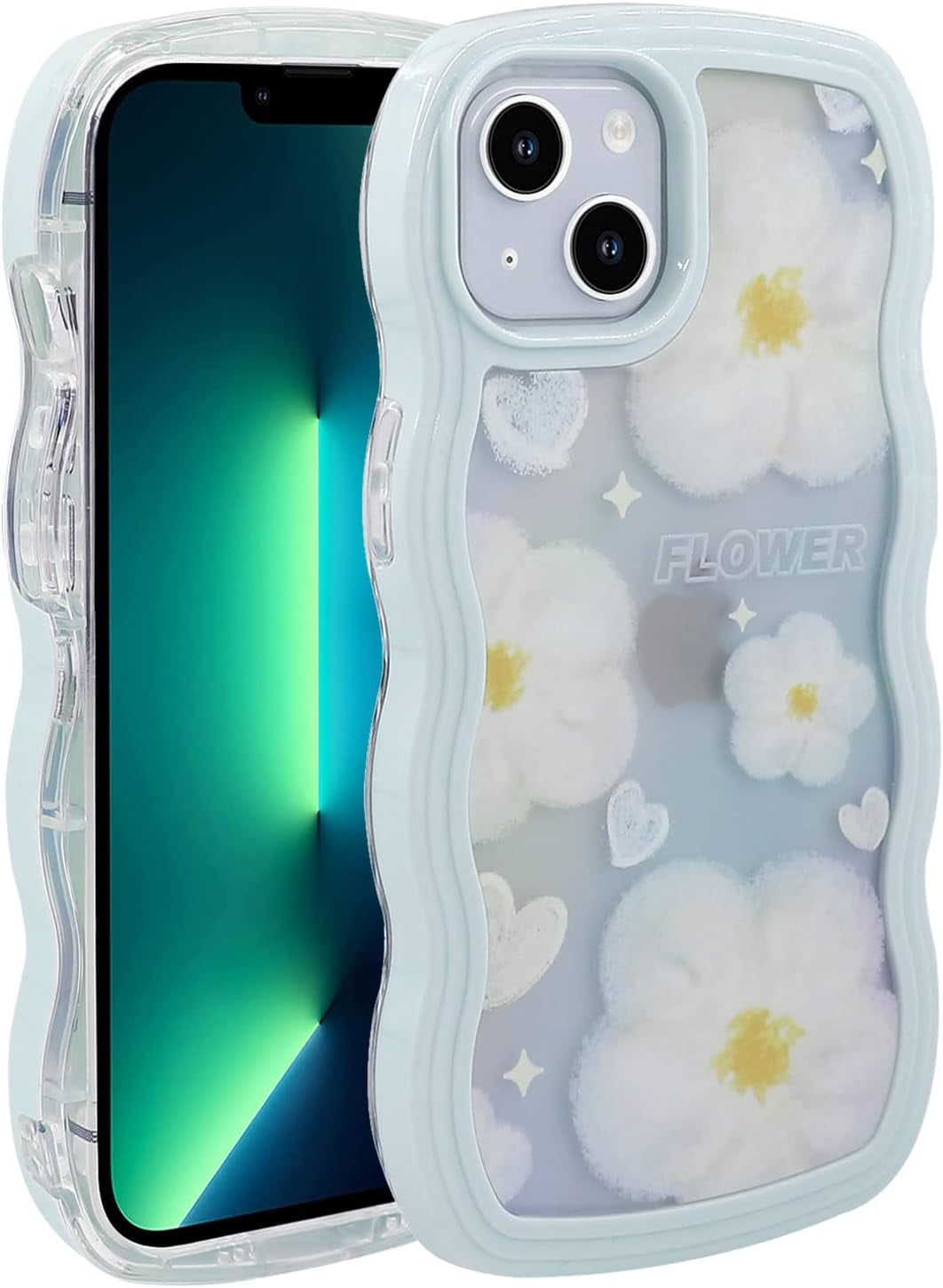 XIZYO Custodia per iPhone 14 Pro Max, colorata retrò pittura a olio fiore carino floreale estetica riccia onda cornice lucida laser riflettente squisita elegante custodia protettiva donne ragazze