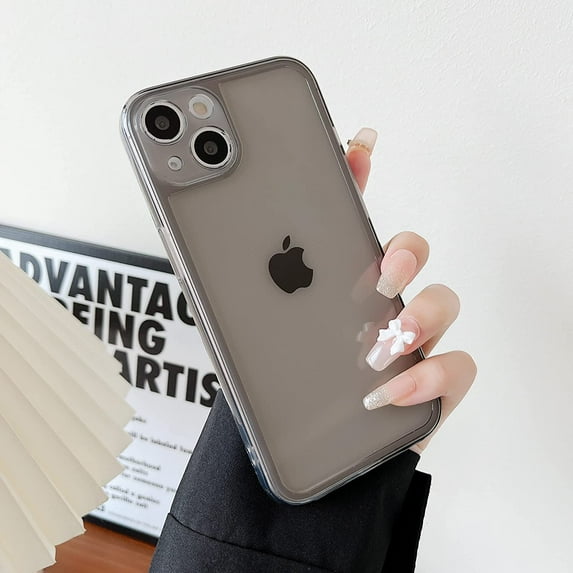 Case for iPhone 14 Plus 6.7 inch,Clear Soft Silicone Bumper Protective Retro Color Transparent Shockproof Phone Case - Gray