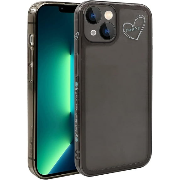 Case for iPhone 14 Plus (6.7 inch), TPU Shockproof Phone Cover for iPhone 14 Plus Camera Protection Cover for Women Girls, Black Heart