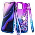 thumbnail image 1 of Case for iPhone 14 Plus, Moving Liquid Holographic Glitter Case with Kickstand, Women Slim Protective Case, Purple&Blue, 1 of 6