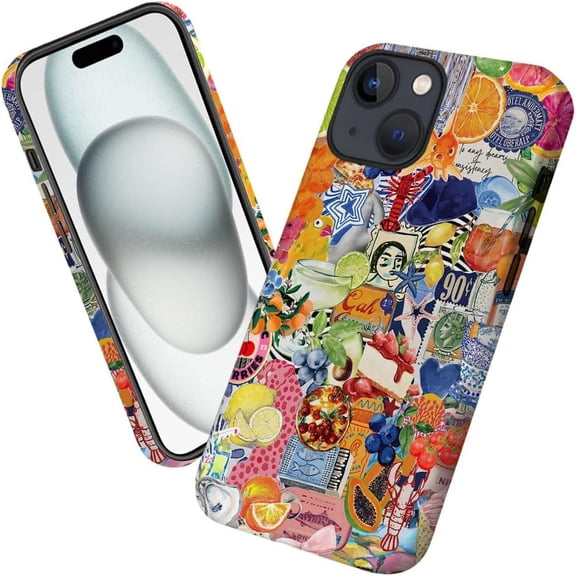 Case for iPhone 14 Plus, Retro Aesthetic Fruits Phone Case Military-Grade Drop Protection Cover for Women Girl - Frosted