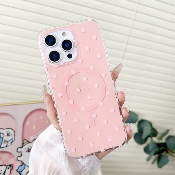 Case for iPhone 14 Pro: Macaron Color Magnetic Polka Dot Case - Dopamine Aesthetic Anti-Drop Protection with Smooth Creamy Finish