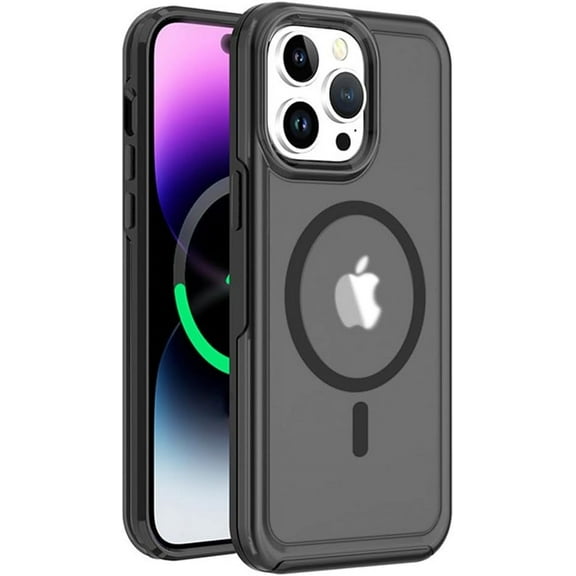 Case for iPhone 14 Pro Magnetic Case Compatible with MagSafe Shockproof Protection Slim Translucent Matte Case Cover for iPhone 14 Pro 6.1" - Black