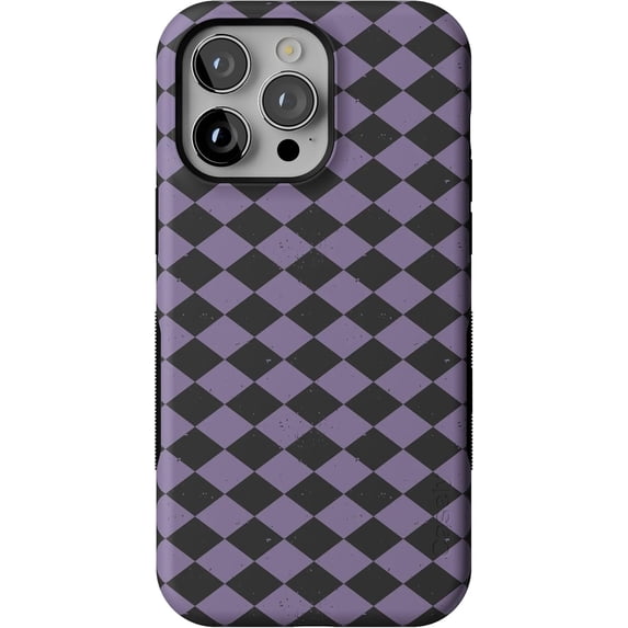 Case for iPhone 14 Pro Max Case | Harlequin Midnight Diamond | Black and Purple | Bold Protective Design | MagSafe Compatible Design