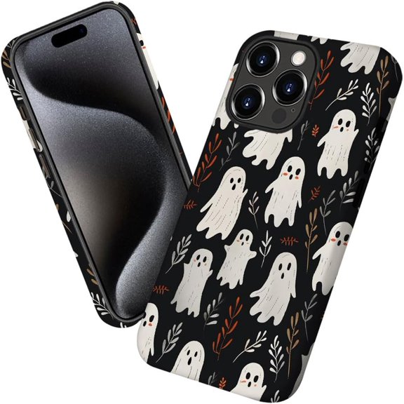Case for iPhone 14 Pro Max, Halloween Ghost Cute Spooky Fall Aesthetic Phone Case Military-Grade Drop Protection Cover for Women Girl - Frosted
