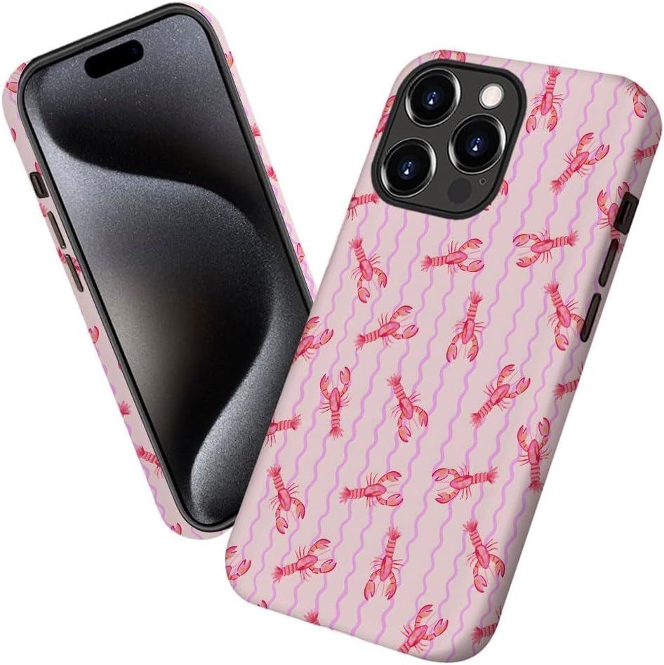 ファミリア　iPhone14 pro max ケース Case for iPhone 14 Pro Max, Lobster Pink Stripe Phone Case