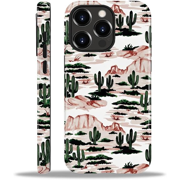 Case for iPhone 14 Pro Max, Shockproof TPU Bumper Drop Protection Hybrid 2-Layer Hard Cover for iPhone 14 Pro Max-Mountain Cactus