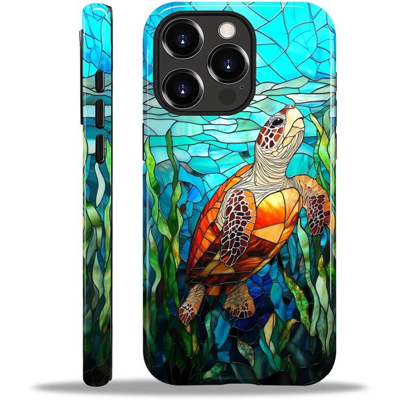 Case for iPhone 14 Pro Max, Shockproof TPU Bumper Drop Protection Hybrid 2-Layer Hard Cover for iPhone 14 Pro Max-Seagrass Turtle