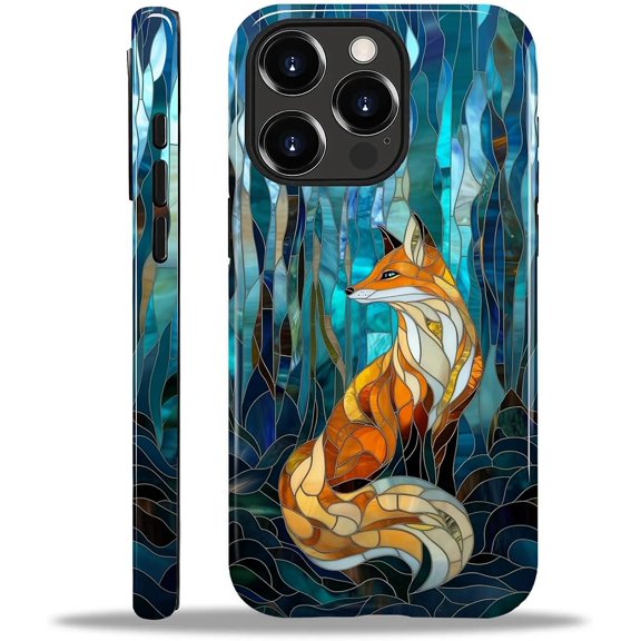 Case for iPhone 14 Pro, Shockproof TPU Bumper Drop Protection Hybrid 2-Layer Hard Cover for iPhone 14 Pro-Glassy Forest Fox