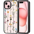 thumbnail image 1 of Case for iPhone 15, [10ft 4X Military-Grade Drop Protection] Durable & Shockproof Phone Case Cover Design for iPhone 15 - Wildflowers - Clear Black, 1 of 6