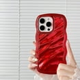 thumbnail image 1 of Case for iPhone 15,3D Wave Water Ripple Pattern Electroplate Plating Curly Wavy Frame Glitter Case,for iPhone 15 Phone Case 6.1 Inch,Shiny Red, 1 of 12