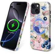 Case for iPhone 15 Case, Hybrid 2-Layer Silicone Protective Glossy Case for MagSafe Case for iPhone 15 Cute Aesthetic Collage Preppy Pattern