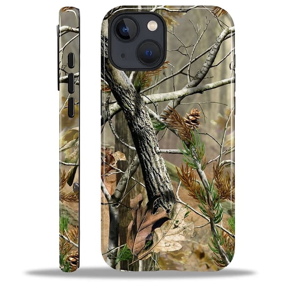 Case for iPhone 15, Hybrid Shockproof Protective Anti-Scratch Phone Case, Dual-Layer Drop Protection, Real Jungle Camo