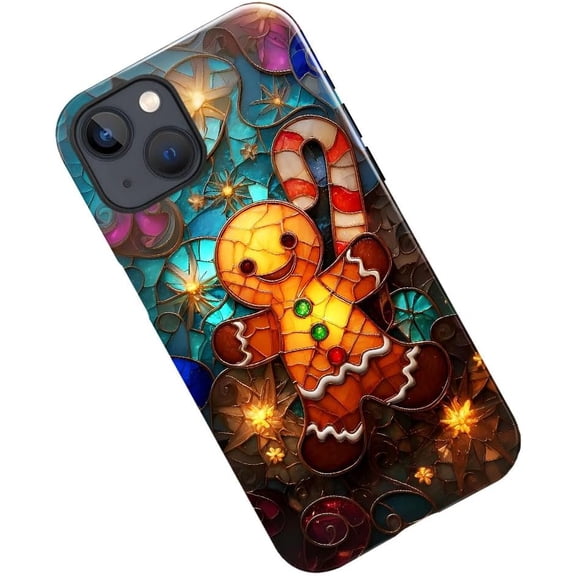 Case for iPhone 15 Plus, Christmas Gingerbread Man Phone Case Military-Grade Drop Protection Cover for Women Girl - Glossy