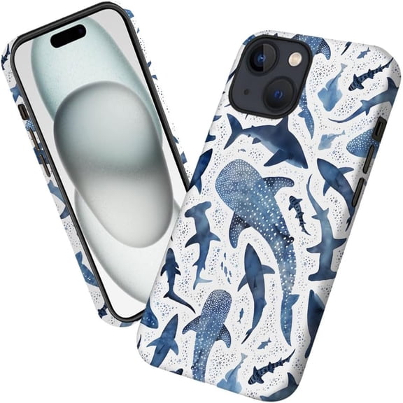 Case for iPhone 15 Plus, Whale Shark Blue Phone Case Military-Grade Drop Protection Cover for Women Girl - Frosted