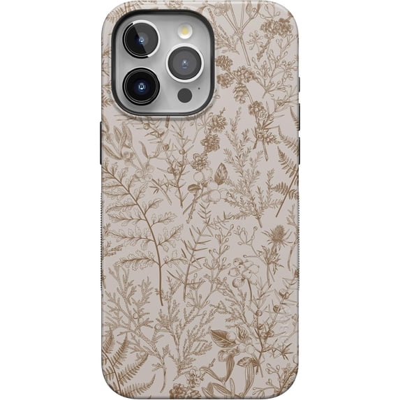 Case for iPhone 15 Pro Case | Beige Garden | Neutral Floral | Bold Protective Design | Compatible with MagSafe