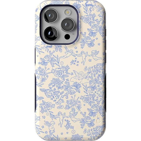Case for iPhone 15 Pro Case | Cupid's Canvas | Periwinkle Floral | Bold Protective Design | Compatible with MagSafe