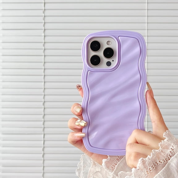 Case for iPhone 15 Pro Max,3D Wave Water Ripple Pattern Curly Wavy Frame Glossy Case,Protective Case for iPhone 15 Pro Max Phone Case 6.7 Inch,Purple