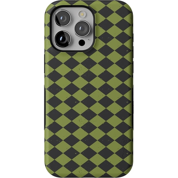 Case for iPhone 15 Pro Max Case | Harlequin Wicked Diamond | Black and Green | Bold Protective Design | MagSafe Compatible Design