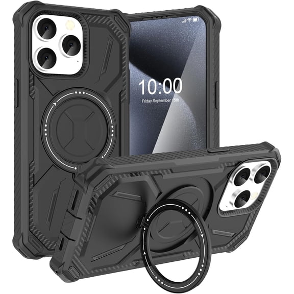 Case for iPhone 15 Pro Max Case with Stand Grade Shockproof Protective 15 Pro Max Case for iPhone 15 Pro Max 6.7 inch 2023 - Black