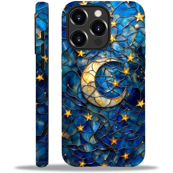 Case for iPhone 15 Pro Max,Celestial Star Moon Art Exquisitely Pattern Double Protective Phone Cover Cases Soft Silicone for iPhone 15 Pro Max