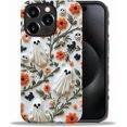 thumbnail image 1 of Case for iPhone 15 Pro, PC Hard Shell & Silicone Inner Bumper, Anti-Scratch Full-Body Cover Shockproof Slim Design -Cute Ghost Floral Halloween, 1 of 5