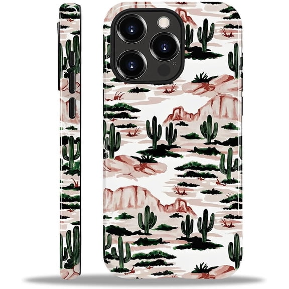 Case for iPhone 15 Pro, Shockproof TPU Bumper Drop Protection Hybrid 2-Layer Hard Cover for iPhone 15 Pro-Mountain Cactus