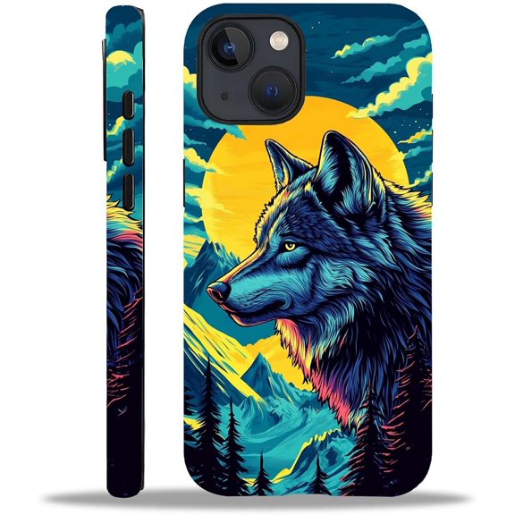 Case for iPhone 15, Shockproof TPU Bumper Drop Protection Hybrid 2-Layer Hard Cover for iPhone 15-Forest Wolf