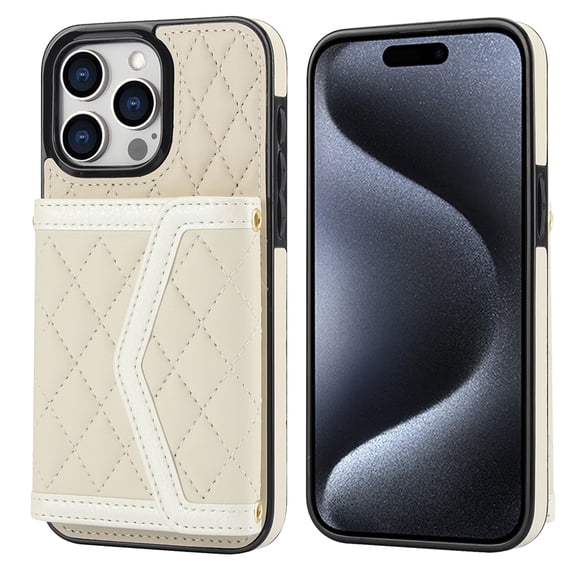 Case for iPhone 15 Stylish Flip Wallet Case with RFID Blocking Card Holder Kickstand Crossbody Lanyard Strap Original Touch Anti-Drop Protection